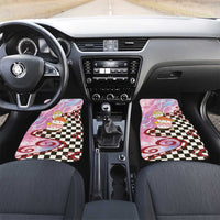Personalized Japanese Kawaii Sushi Roll Car Mats Wagara Palaka Pattern LT9 Set 2pcs - Front Pink - Polynesian Pride