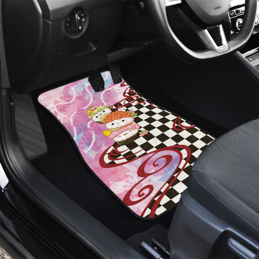 Personalized Japanese Kawaii Sushi Roll Car Mats Wagara Palaka Pattern LT9 - Polynesian Pride