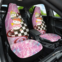 Personalized Japanese Kawaii Sushi Roll Car Seat Cover Wagara Palaka Pattern LT9 One Size Pink - Polynesian Pride