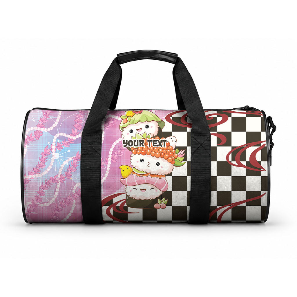 Personalized Japanese Kawaii Sushi Roll Duffle Bag Wagara Palaka Pattern LT9 One size Pink - Polynesian Pride