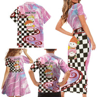 Personalized Japanese Kawaii Sushi Roll Family Matching Short Sleeve Bodycon Dress and Hawaiian Shirt Wagara Palaka Pattern LT9 - Polynesian Pride