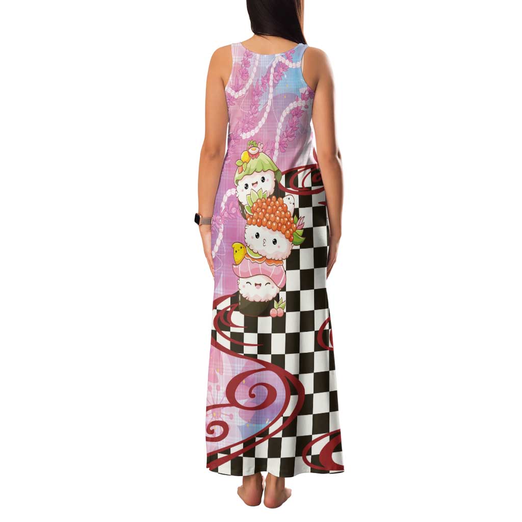 Personalized Japanese Kawaii Sushi Roll Family Matching Tank Maxi Dress and Hawaiian Shirt Wagara Palaka Pattern