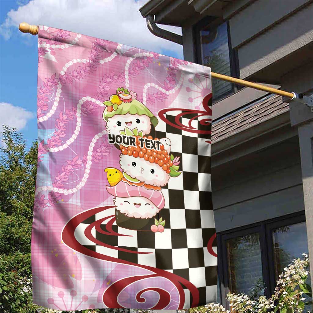 Personalized Japanese Kawaii Sushi Roll Garden Flag Wagara Palaka Pattern LT9 - Polynesian Pride