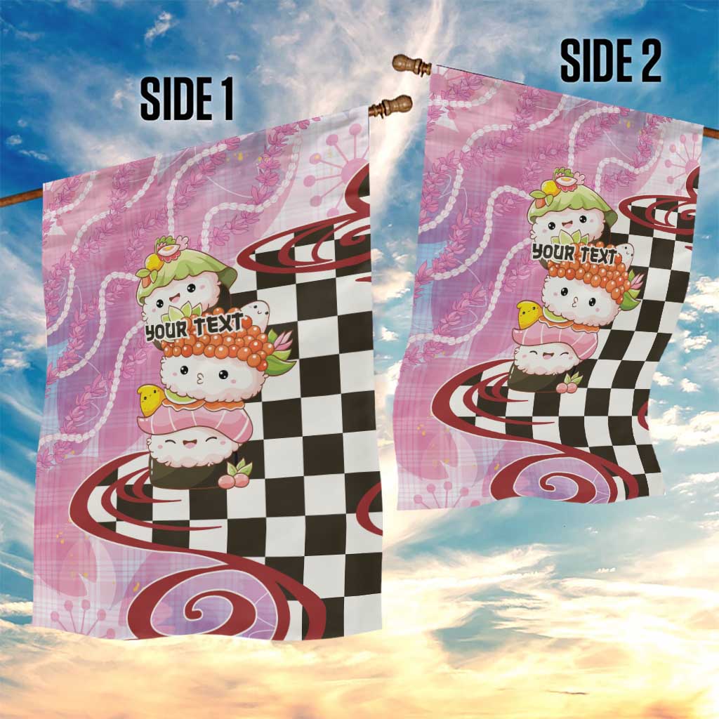 Personalized Japanese Kawaii Sushi Roll Garden Flag Wagara Palaka Pattern LT9 - Polynesian Pride