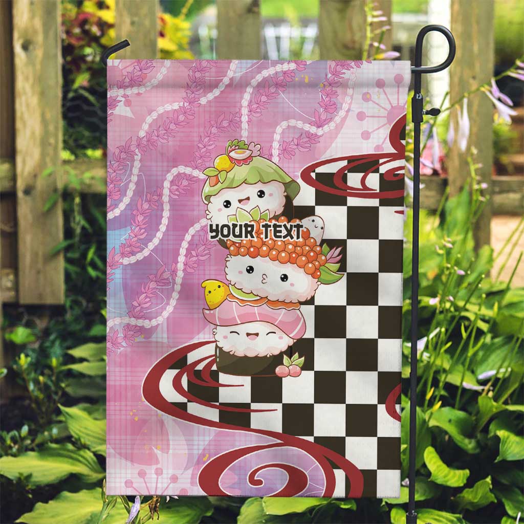 Personalized Japanese Kawaii Sushi Roll Garden Flag Wagara Palaka Pattern LT9 Garden Flag Pink - Polynesian Pride