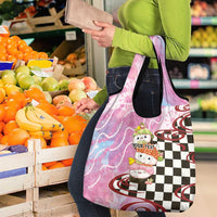 Personalized Japanese Kawaii Sushi Roll Grocery Bag Wagara Palaka Pattern