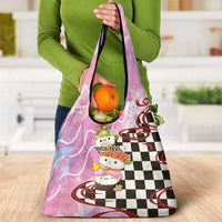 Personalized Japanese Kawaii Sushi Roll Grocery Bag Wagara Palaka Pattern