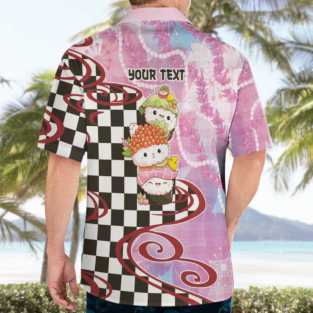 Personalized Japanese Kawaii Sushi Roll Hawaiian Shirt Wagara Palaka Pattern