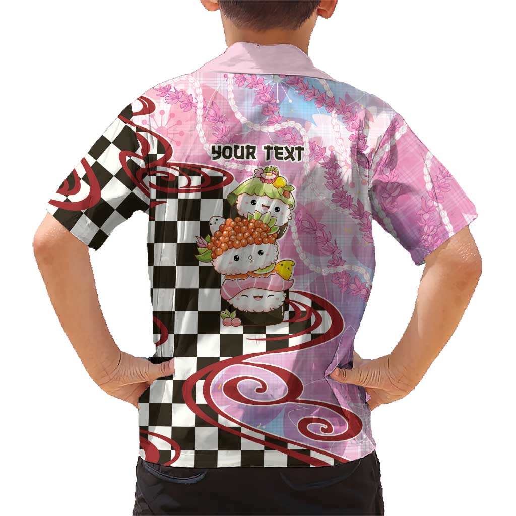 Personalized Japanese Kawaii Sushi Roll Hawaiian Shirt Wagara Palaka Pattern