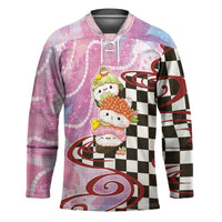 Personalized Japanese Kawaii Sushi Roll Hockey Jersey Wagara Palaka Pattern LT9 Unisex Pink - Polynesian Pride