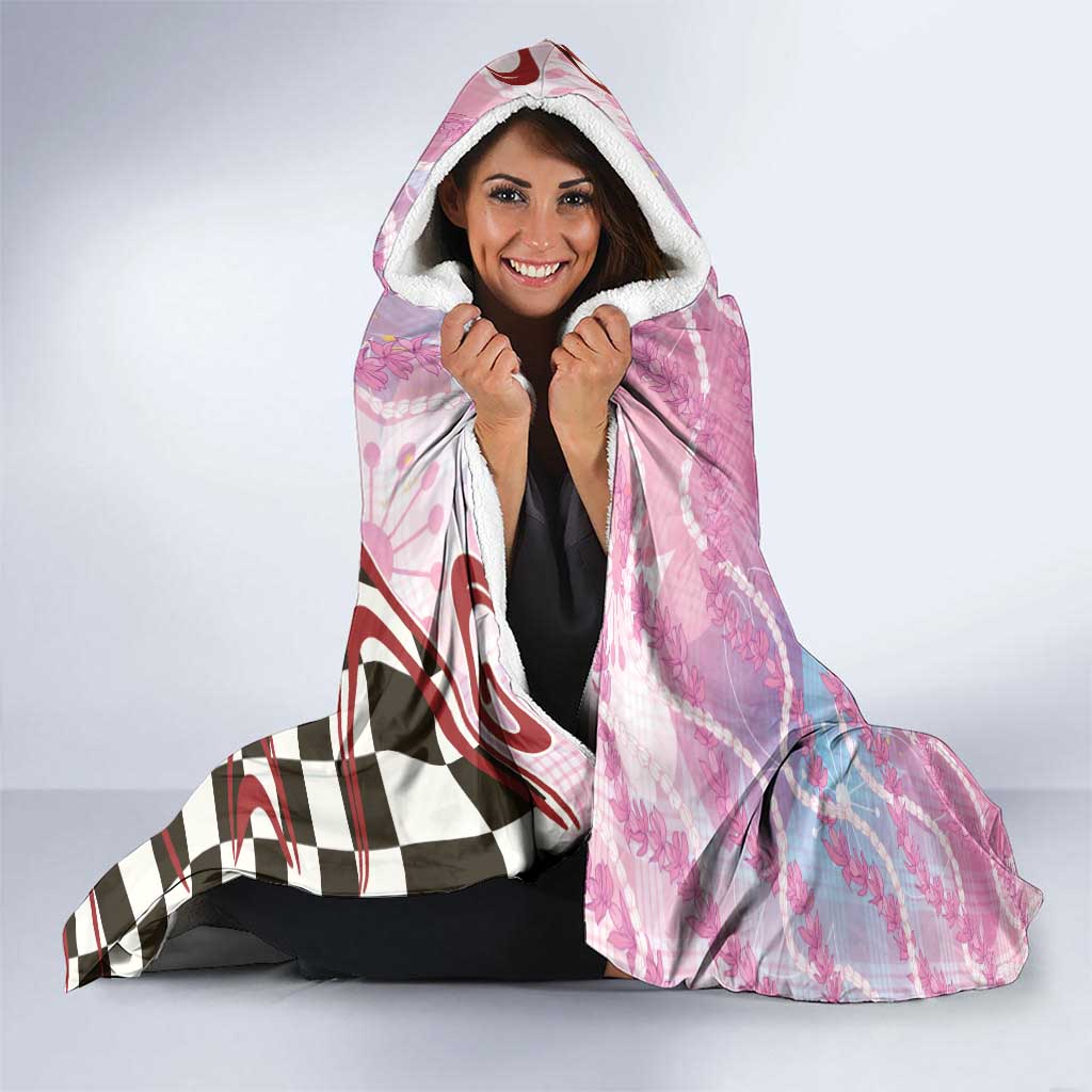 Personalized Japanese Kawaii Sushi Roll Hooded Blanket Wagara Palaka Pattern LT9 - Polynesian Pride
