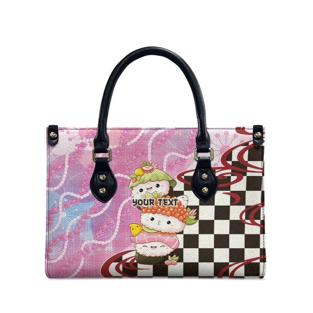 Personalized Japanese Kawaii Sushi Roll Leather Bag Wagara Palaka Pattern