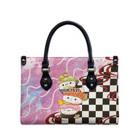 Personalized Japanese Kawaii Sushi Roll Leather Bag Wagara Palaka Pattern