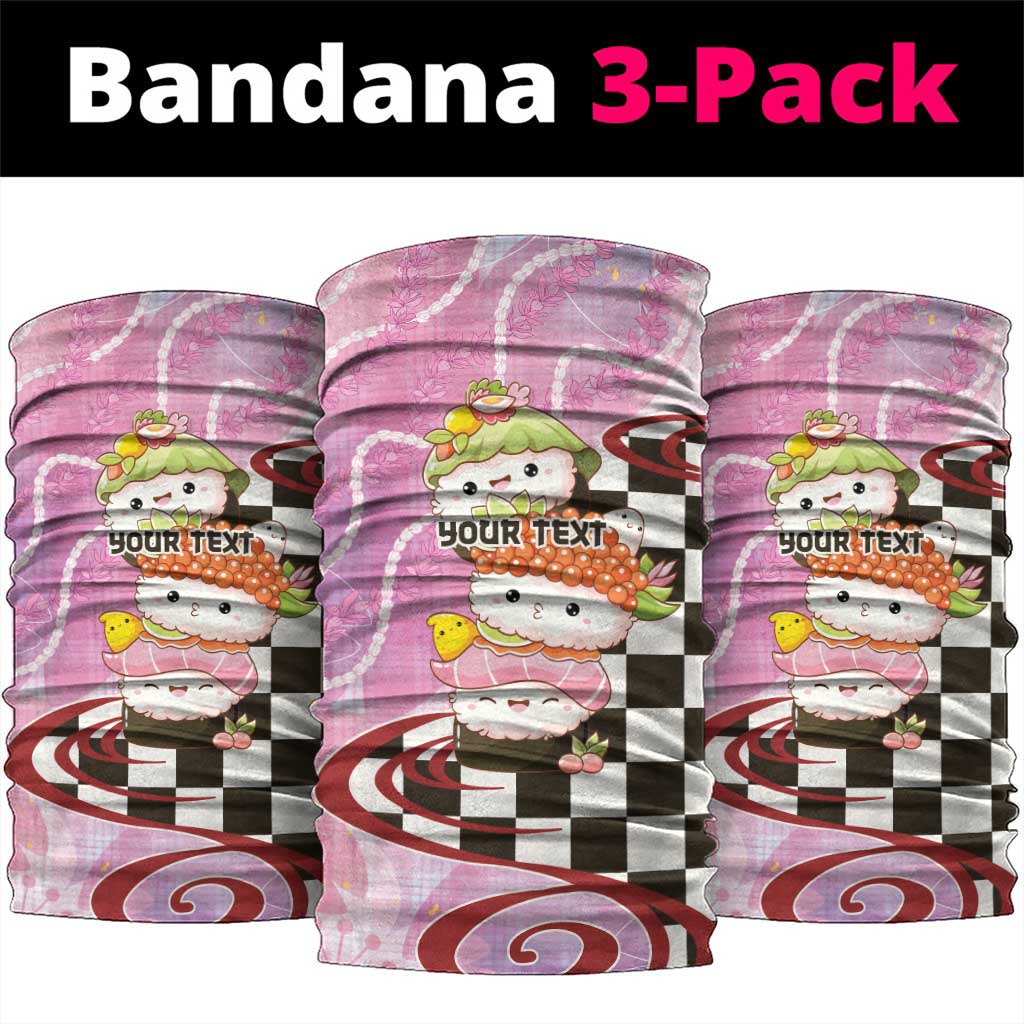Personalized Japanese Kawaii Sushi Roll Neck Gaiter Wagara Palaka Pattern LT9 package One Size: 25*50cm Pink - Polynesian Pride