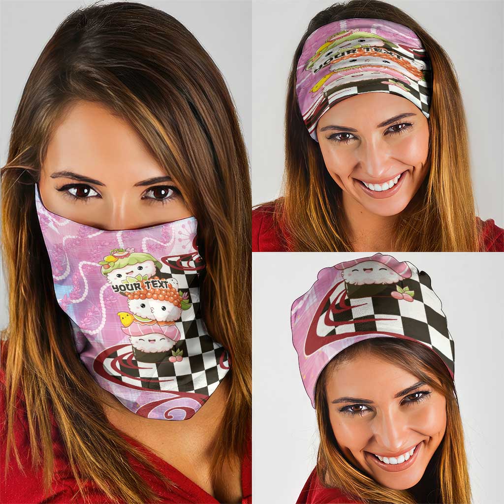 Personalized Japanese Kawaii Sushi Roll Neck Gaiter Wagara Palaka Pattern LT9 - Polynesian Pride