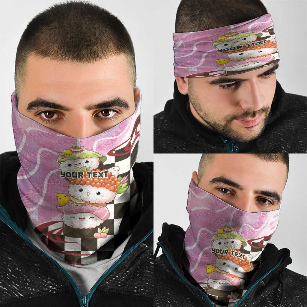 Personalized Japanese Kawaii Sushi Roll Neck Gaiter Wagara Palaka Pattern LT9 - Polynesian Pride