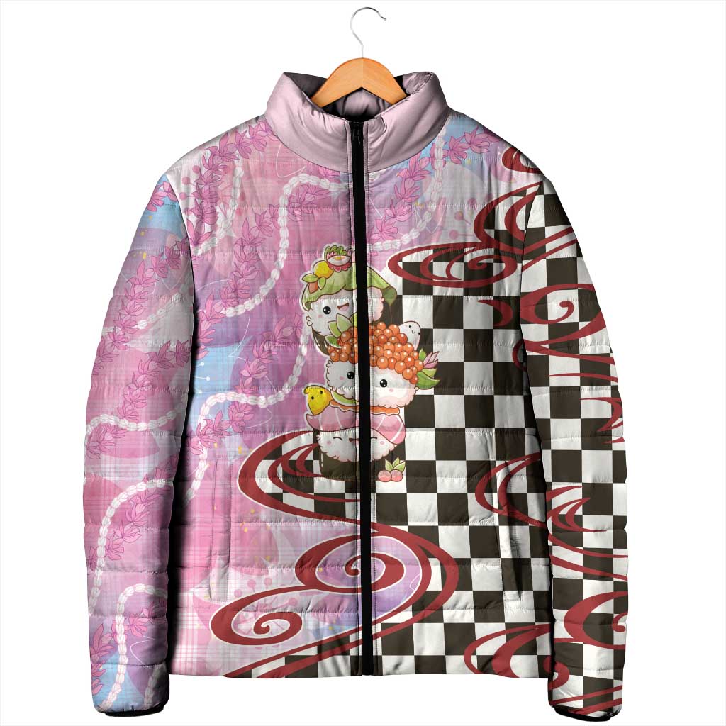 Personalized Japanese Kawaii Sushi Roll Padded Jacket Wagara Palaka Pattern LT9 - Polynesian Pride