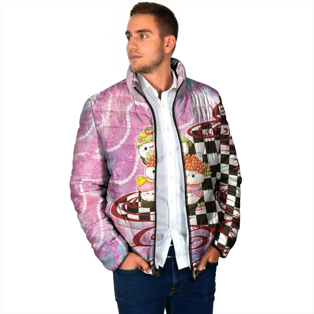 Personalized Japanese Kawaii Sushi Roll Padded Jacket Wagara Palaka Pattern LT9 - Polynesian Pride