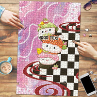 Personalized Japanese Kawaii Sushi Roll Puzzle Wagara Palaka Pattern LT9 Pink - Polynesian Pride