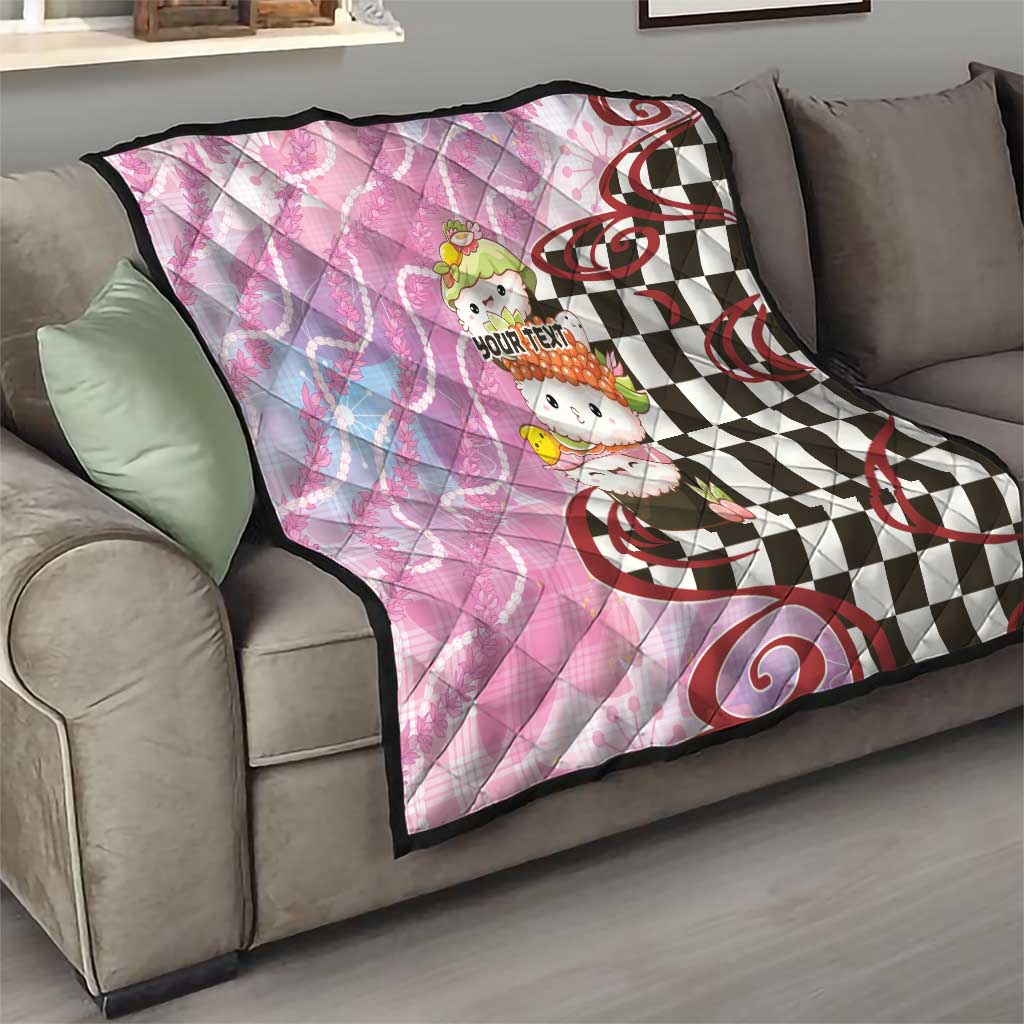 Personalized Japanese Kawaii Sushi Roll Quilt Wagara Palaka Pattern