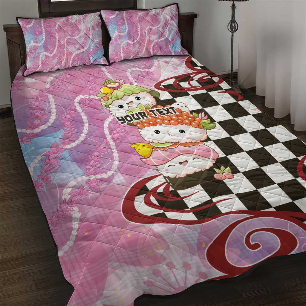 Personalized Japanese Kawaii Sushi Roll Quilt Bed Set Wagara Palaka Pattern