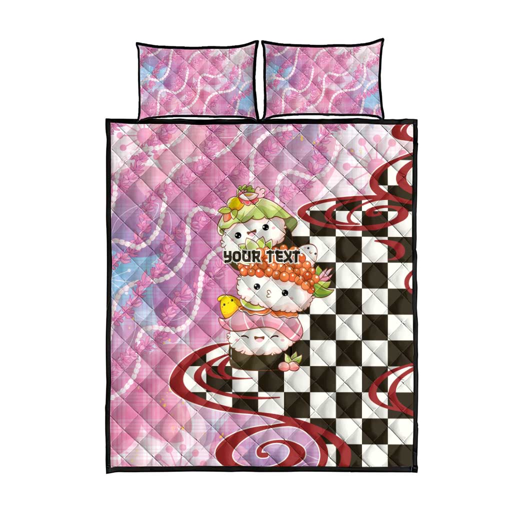 Personalized Japanese Kawaii Sushi Roll Quilt Bed Set Wagara Palaka Pattern
