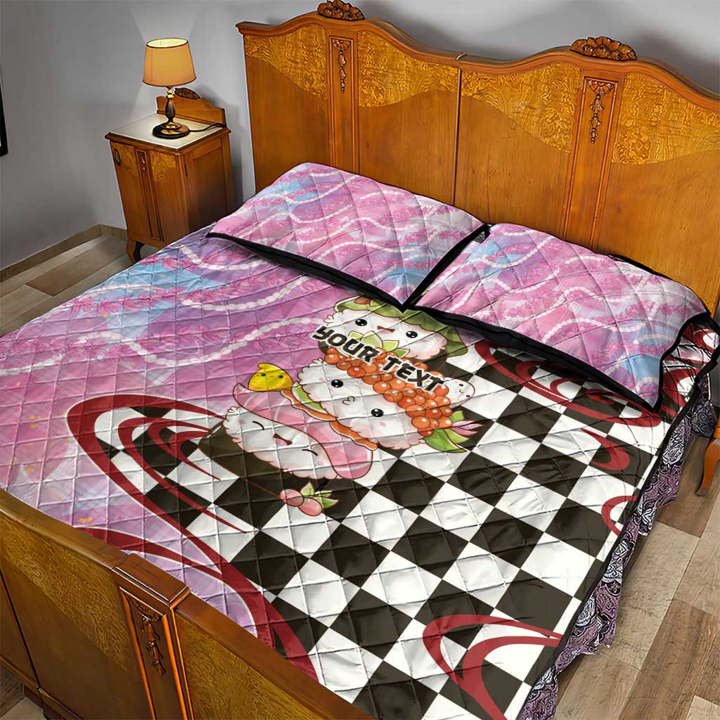 Personalized Japanese Kawaii Sushi Roll Quilt Bed Set Wagara Palaka Pattern