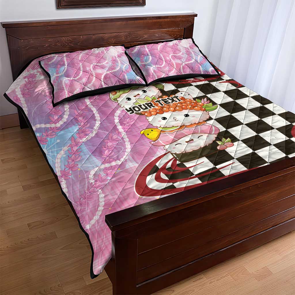 Personalized Japanese Kawaii Sushi Roll Quilt Bed Set Wagara Palaka Pattern