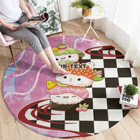 Personalized Japanese Kawaii Sushi Roll Round Carpet Wagara Palaka Pattern LT9 - Polynesian Pride