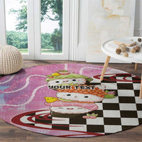 Personalized Japanese Kawaii Sushi Roll Round Carpet Wagara Palaka Pattern LT9 - Polynesian Pride