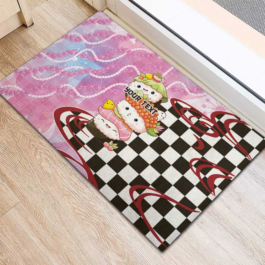Personalized Japanese Kawaii Sushi Roll Rubber Doormat Wagara Palaka Pattern LT9 - Polynesian Pride