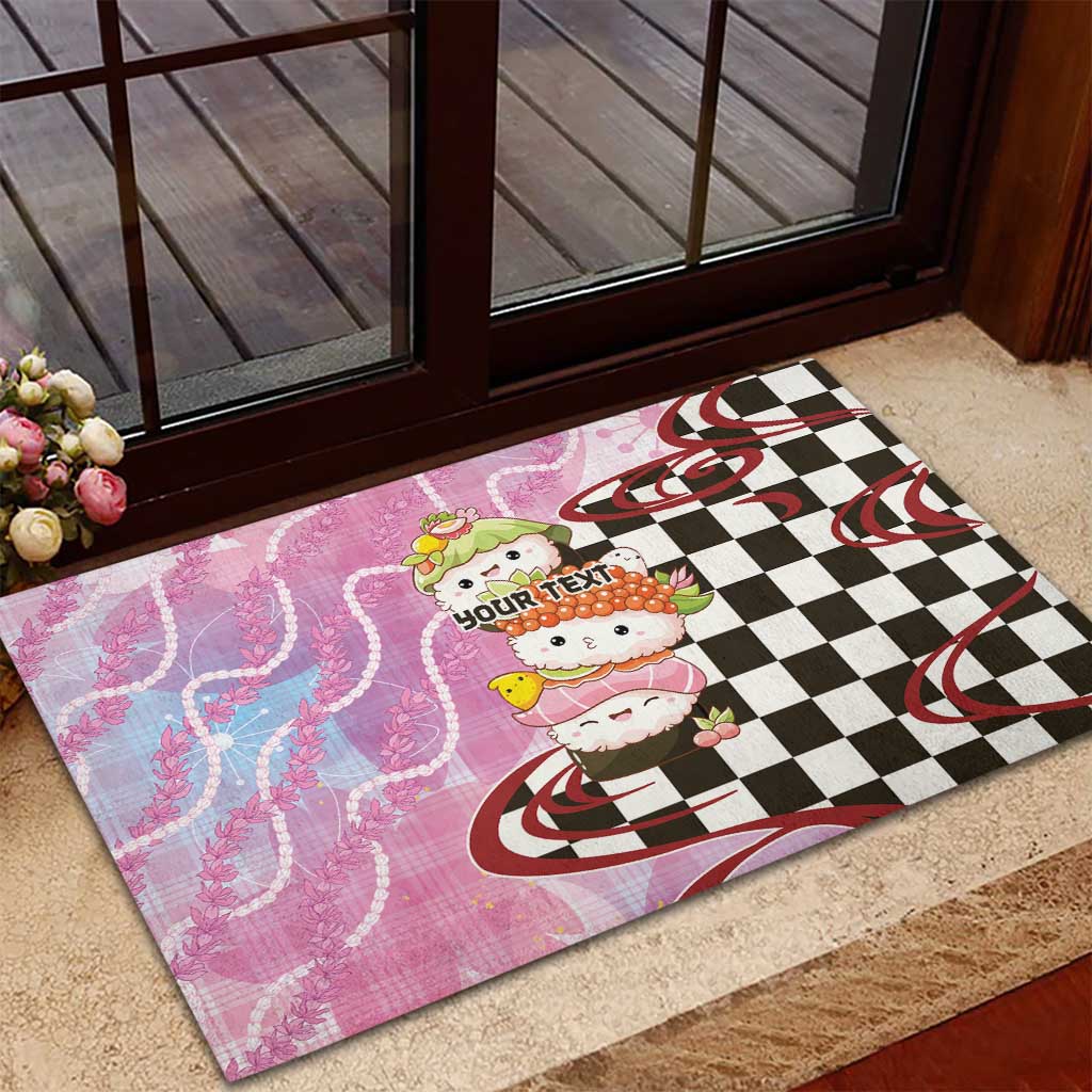 Personalized Japanese Kawaii Sushi Roll Rubber Doormat Wagara Palaka Pattern LT9 - Polynesian Pride