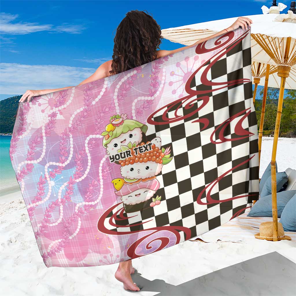 Personalized Japanese Kawaii Sushi Roll Sarong Wagara Palaka Pattern LT9 One Size 44 x 66 inches Pink - Polynesian Pride