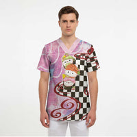 Personalized Japanese Kawaii Sushi Roll Scrub Top Wagara Palaka Pattern