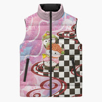 Personalized Japanese Kawaii Sushi Roll Sleeveless Puffer Jacket Wagara Palaka Pattern LT9 Unisex Pink - Polynesian Pride