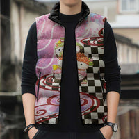 Personalized Japanese Kawaii Sushi Roll Sleeveless Puffer Jacket Wagara Palaka Pattern LT9 - Polynesian Pride