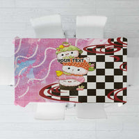 Personalized Japanese Kawaii Sushi Roll Tablecloth Wagara Palaka Pattern LT9 Pink - Polynesian Pride