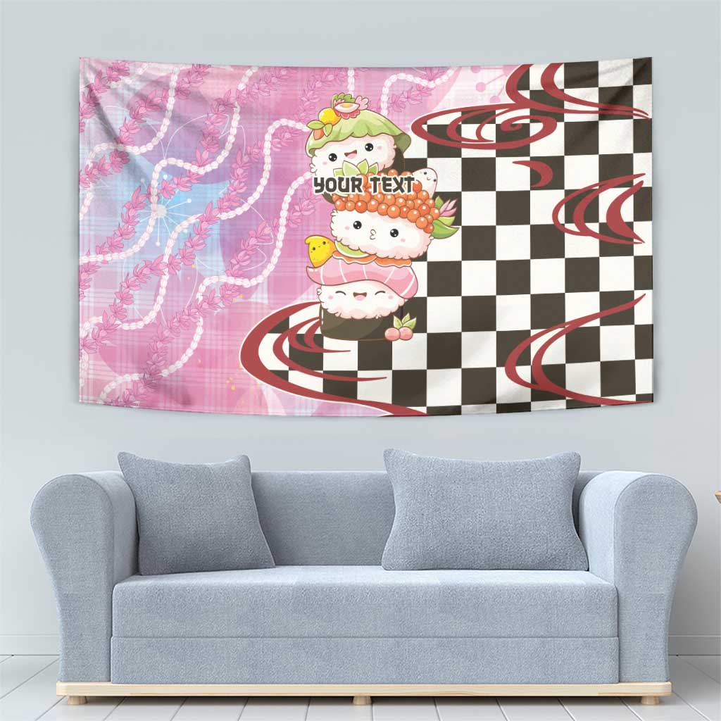 Personalized Japanese Kawaii Sushi Roll Tapestry Wagara Palaka Pattern LT9 - Polynesian Pride