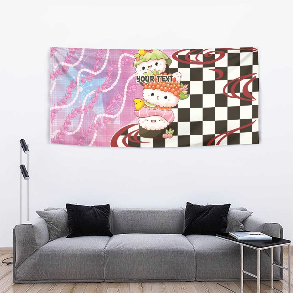 Personalized Japanese Kawaii Sushi Roll Tapestry Wagara Palaka Pattern LT9 - Polynesian Pride