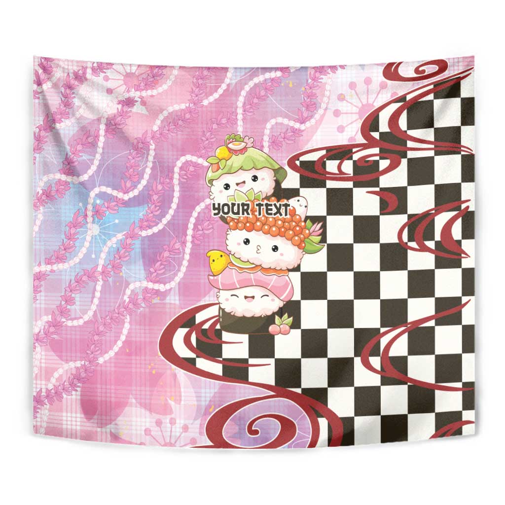Personalized Japanese Kawaii Sushi Roll Tapestry Wagara Palaka Pattern LT9 - Polynesian Pride