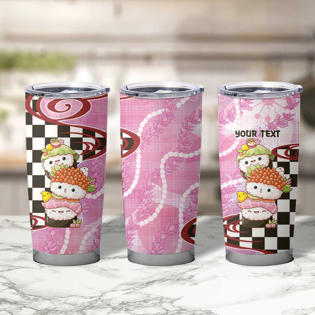 Personalized Japanese Kawaii Sushi Roll Tumbler Cup Wagara Palaka Pattern LT9 - Polynesian Pride