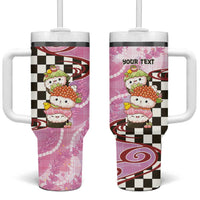 Personalized Japanese Kawaii Sushi Roll Tumbler With Handle Wagara Palaka Pattern LT9 One Size: 40 oz Pink - Polynesian Pride