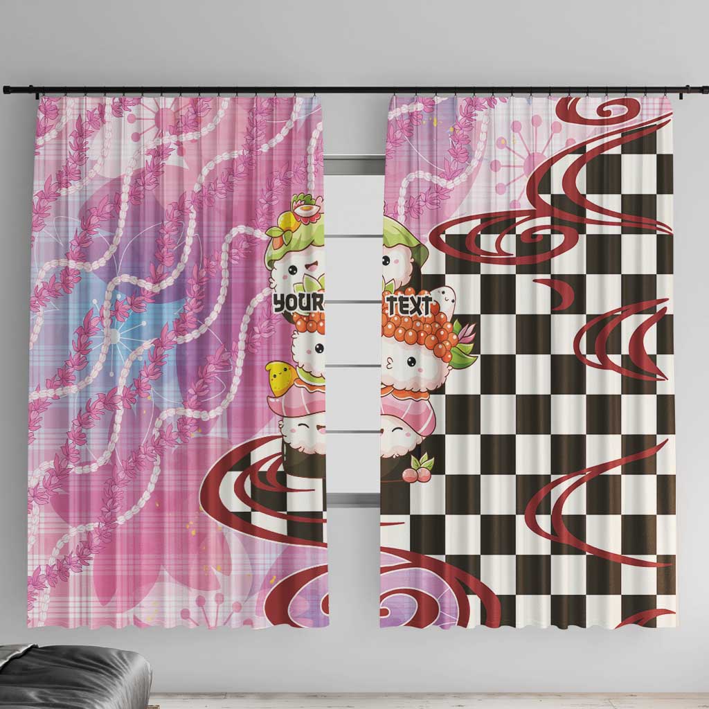 Personalized Japanese Kawaii Sushi Roll Window Curtain Wagara Palaka Pattern