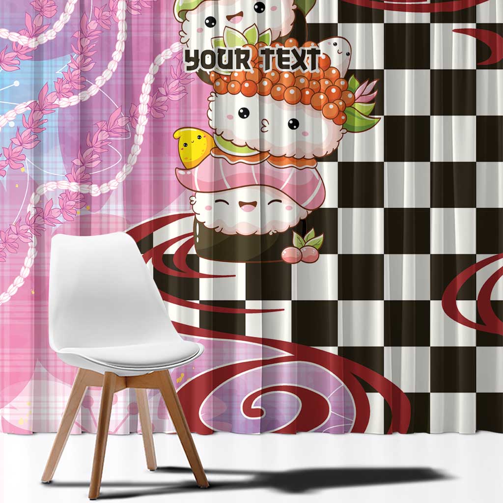 Personalized Japanese Kawaii Sushi Roll Window Curtain Wagara Palaka Pattern