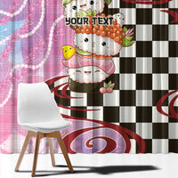Personalized Japanese Kawaii Sushi Roll Window Curtain Wagara Palaka Pattern