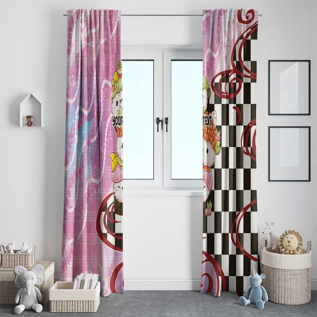 Personalized Japanese Kawaii Sushi Roll Window Curtain Wagara Palaka Pattern