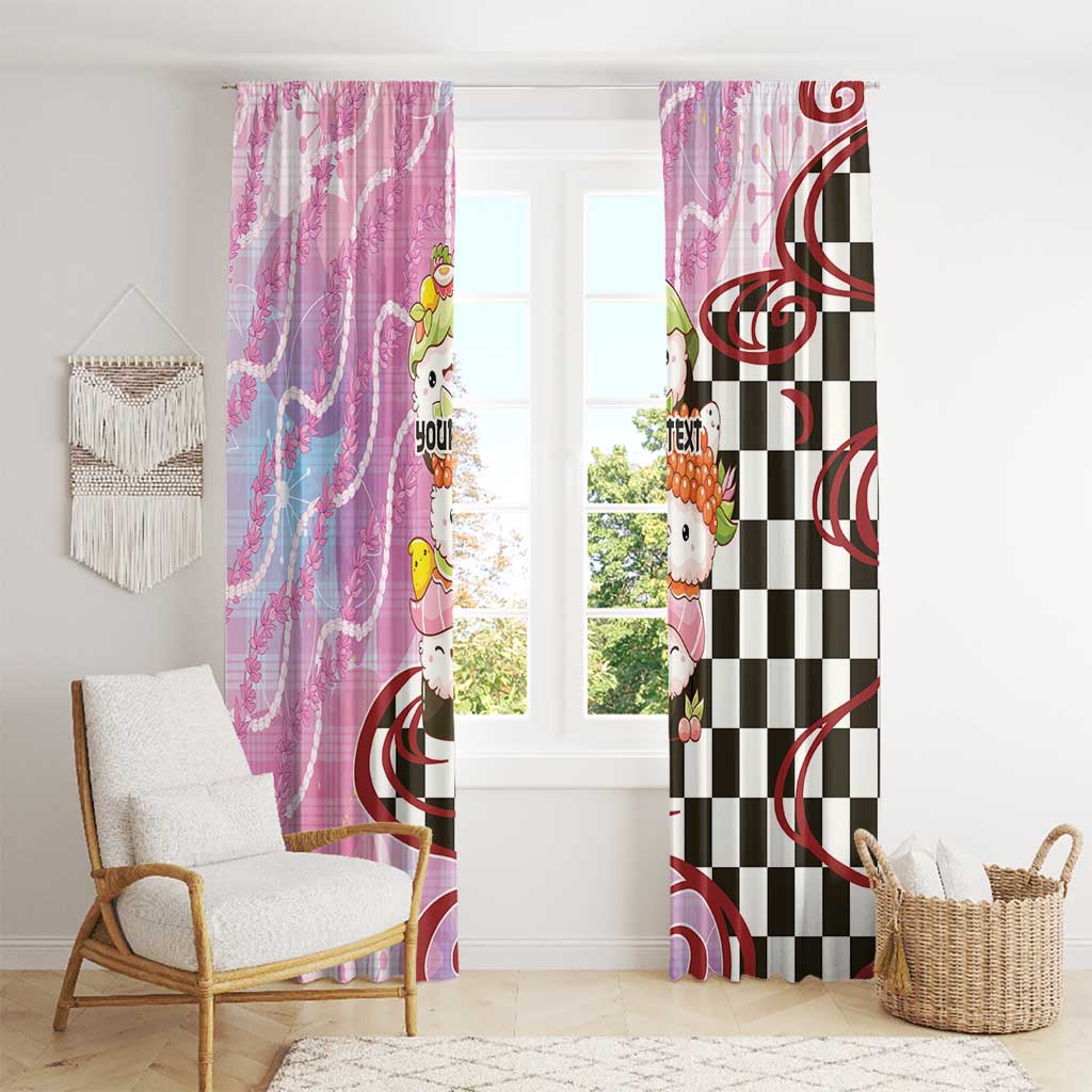 Personalized Japanese Kawaii Sushi Roll Window Curtain Wagara Palaka Pattern