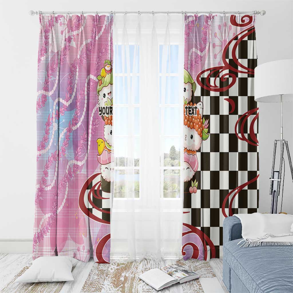 Personalized Japanese Kawaii Sushi Roll Window Curtain Wagara Palaka Pattern