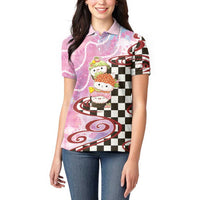 Personalized Japanese Kawaii Sushi Roll Women Polo Shirt Wagara Palaka Pattern