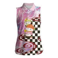 Personalized Japanese Kawaii Sushi Roll Women Sleeveless Polo Shirt Wagara Palaka Pattern